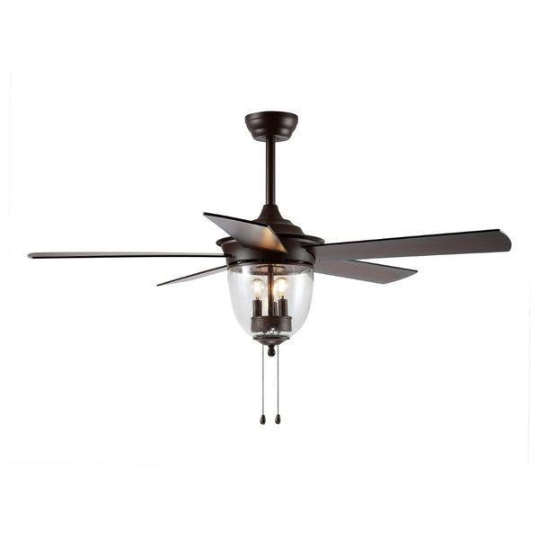 Safavieh RALLEN, 52-Inch Oil Rubbed Bronze Ceiling Fan with Dark Walnut Blades and Integrated 3-Light Fixture CLF1012A