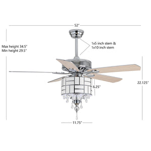 Safavieh FINT, Modern 3-Light Ceiling Fan with Chrome Finish & White Maple Blades for Elegant Airflow CLF1013A
