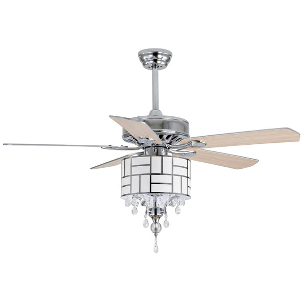 Safavieh FINT, Modern 3-Light Ceiling Fan with Chrome Finish & White Maple Blades for Elegant Airflow CLF1013A
