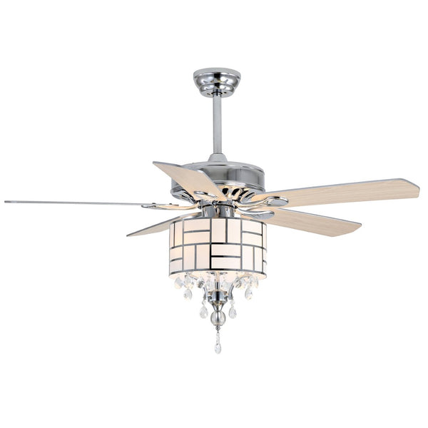 Safavieh FINT, Modern 3-Light Ceiling Fan with Chrome Finish & White Maple Blades for Elegant Airflow CLF1013A