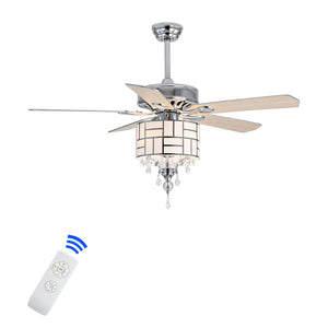 Safavieh FINT, Modern 3-Light Ceiling Fan with Chrome Finish & White Maple Blades for Elegant Airflow CLF1013A