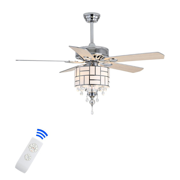 Safavieh FINT, Modern 3-Light Ceiling Fan with Chrome Finish & White Maple Blades for Elegant Airflow CLF1013A