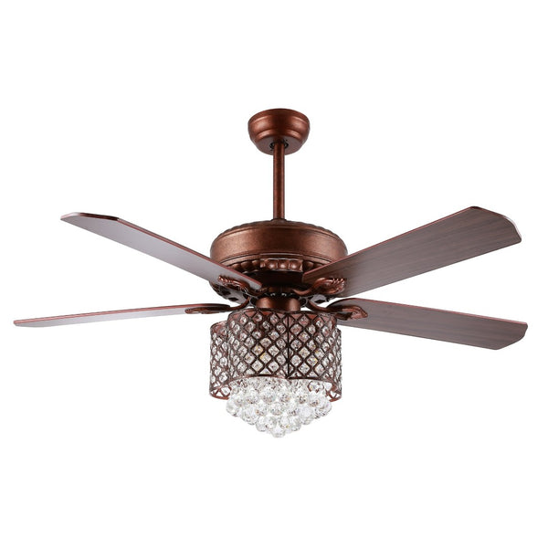 Safavieh KELSO, 3-Light, 52-Inch Ceiling Fan with Bronze Finish & Dark Walnut Blades for Classic Elegance CLF1015A