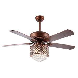 Safavieh KELSO, 3-Light, 52-Inch Ceiling Fan with Bronze Finish & Dark Walnut Blades for Classic Elegance CLF1015A