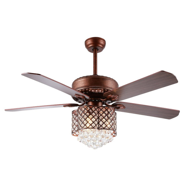 Safavieh KELSO, 3-Light, 52-Inch Ceiling Fan with Bronze Finish & Dark Walnut Blades for Classic Elegance CLF1015A