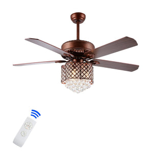 Safavieh KELSO, 3-Light, 52-Inch Ceiling Fan with Bronze Finish & Dark Walnut Blades for Classic Elegance CLF1015A