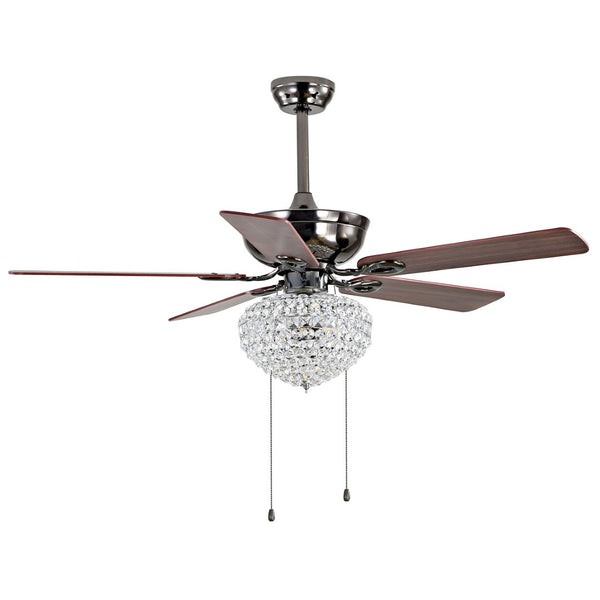 Safavieh KORLA, 52-Inch Chrome Ceiling Fan with 3-Light Fixture & Dark Walnut Blades for Modern Style CLF1017A
