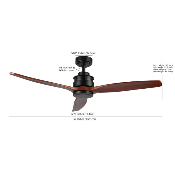 Safavieh FARLA, 52-Inch Black Iron Ceiling Fan with Dark Cherry Wood Blades for Elegant Airflow & Style CLF1018A