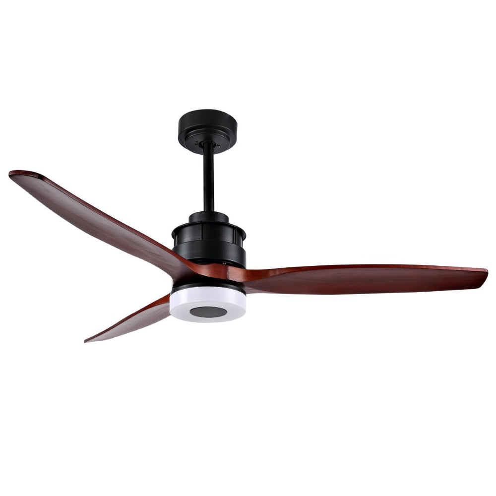 Safavieh JEMPER, 52-Inch LED Ceiling Fan with Coffee Wood Blades & Black Iron Finish for Modern Comfort CLF1019A