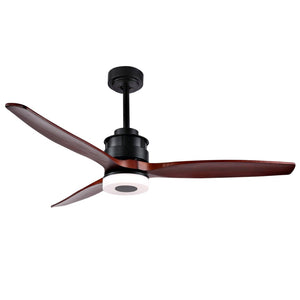 Safavieh JEMPER, 52-Inch LED Ceiling Fan with Coffee Wood Blades & Black Iron Finish for Modern Comfort CLF1019A