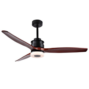 Safavieh JEMPER, 52-Inch LED Ceiling Fan with Coffee Wood Blades & Black Iron Finish for Modern Comfort CLF1019A