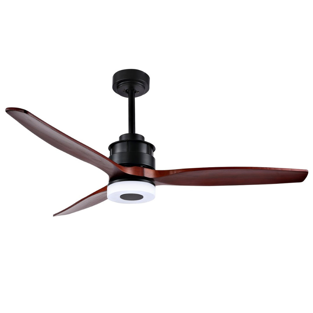 Safavieh JEMPER, 52-Inch LED Ceiling Fan with Coffee Wood Blades & Black Iron Finish for Modern Comfort CLF1019A