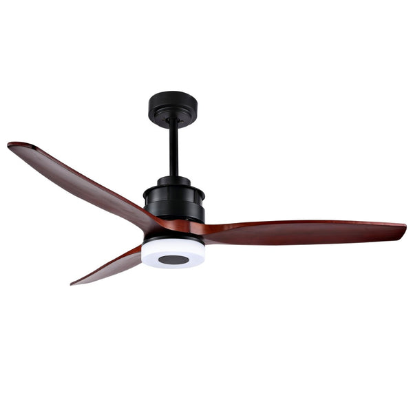 Safavieh JEMPER, 52-Inch LED Ceiling Fan with Coffee Wood Blades & Black Iron Finish for Modern Comfort CLF1019A