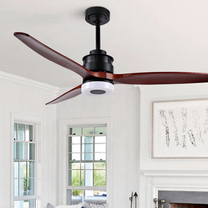 Safavieh JEMPER, 52-Inch LED Ceiling Fan with Coffee Wood Blades & Black Iron Finish for Modern Comfort CLF1019A
