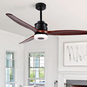 Safavieh JEMPER, 52-Inch LED Ceiling Fan with Coffee Wood Blades & Black Iron Finish for Modern Comfort CLF1019A