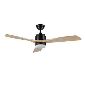 Safavieh VENCIN, 52-Inch LED Ceiling Fan with Black Iron Housing & Natural Wood Blades for Modern Spaces CLF1020A
