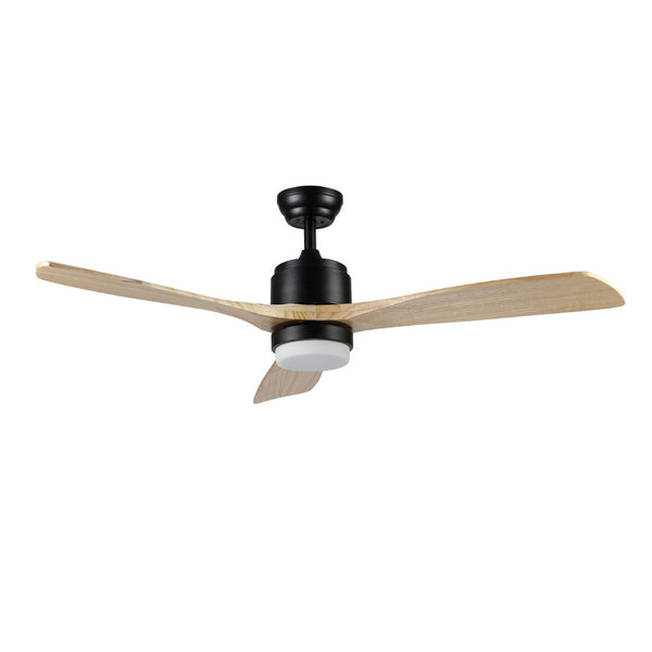 Safavieh VENCIN, 52-Inch LED Ceiling Fan with Black Iron Housing & Natural Wood Blades for Modern Spaces CLF1020A