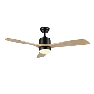Safavieh VENCIN, 52-Inch LED Ceiling Fan with Black Iron Housing & Natural Wood Blades for Modern Spaces CLF1020A