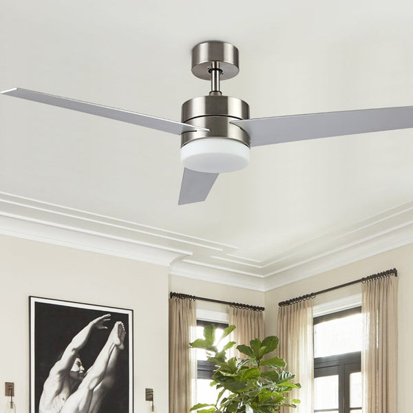 Safavieh RADCLIFF, 52-Inch LED Ceiling Fan with Nickel Blades, Modern Design for Stylish Airflow & Lighting CLF1021A