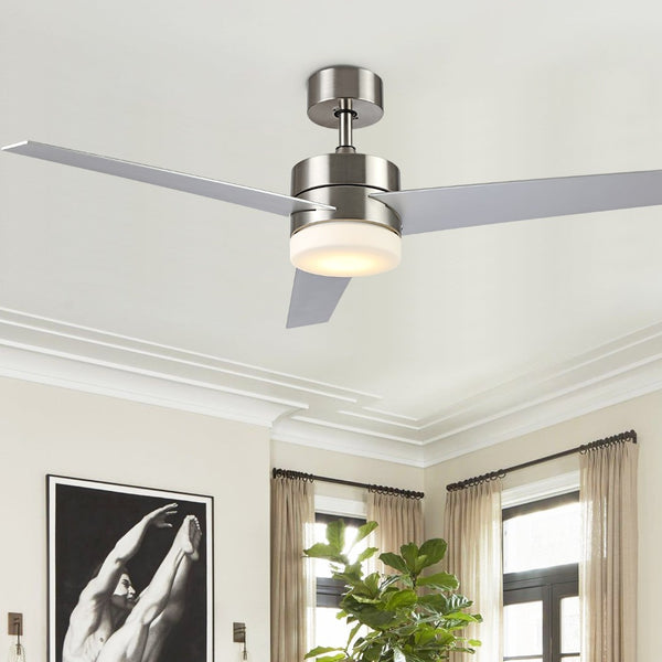 Safavieh RADCLIFF, 52-Inch LED Ceiling Fan with Nickel Blades, Modern Design for Stylish Airflow & Lighting CLF1021A