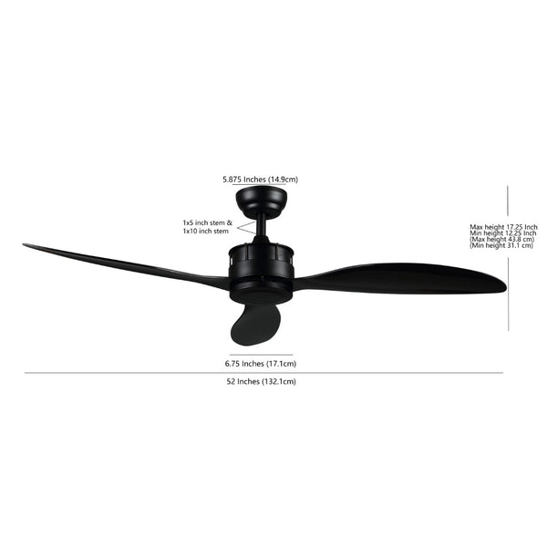Safavieh HARLIN, 52-Inch Black Ceiling Fan – Modern Iron & Plywood Design for Stylish Airflow in Any Room CLF1022A