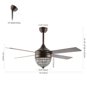 Safavieh CRISTA, 52-Inch Ceiling Fan with Silver White Maple Blades for Stylish Airflow in Any Room Oil Rub Bronze / Clear CLF1023A