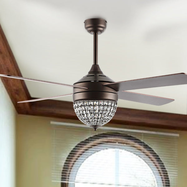 Safavieh CRISTA, 52-Inch Ceiling Fan with Silver White Maple Blades for Stylish Airflow in Any Room Oil Rub Bronze / Clear CLF1023A