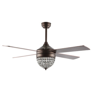 Safavieh CRISTA, 52-Inch Ceiling Fan with Silver White Maple Blades for Stylish Airflow in Any Room Oil Rub Bronze / Clear CLF1023A