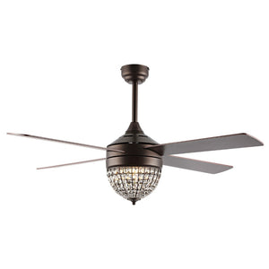 Safavieh CRISTA, 52-Inch Ceiling Fan with Silver White Maple Blades for Stylish Airflow in Any Room Oil Rub Bronze / Clear CLF1023A