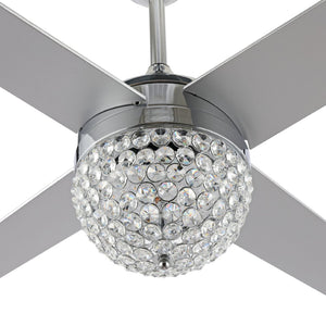 Safavieh CRISTA, 52-Inch Ceiling Fan with Silver White Maple Blades for Stylish Airflow in Any Room Chrome / Clear CLF1023B