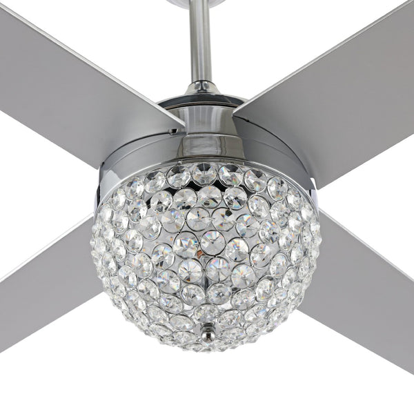 Safavieh CRISTA, 52-Inch Ceiling Fan with Silver White Maple Blades for Stylish Airflow in Any Room Chrome / Clear CLF1023B