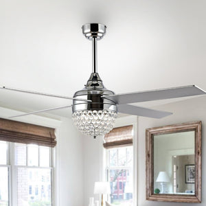 Safavieh CRISTA, 52-Inch Ceiling Fan with Silver White Maple Blades for Stylish Airflow in Any Room Chrome / Clear CLF1023B
