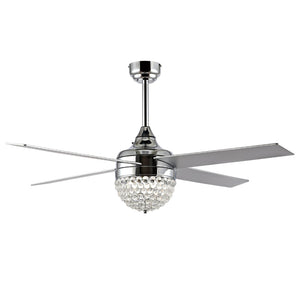 Safavieh CRISTA, 52-Inch Ceiling Fan with Silver White Maple Blades for Stylish Airflow in Any Room Chrome / Clear CLF1023B