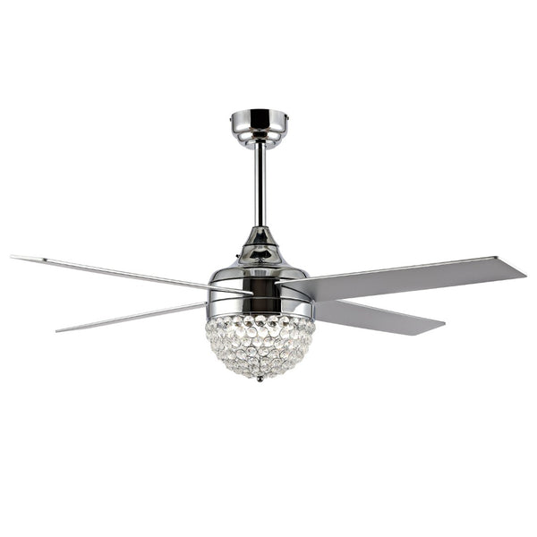Safavieh CRISTA, 52-Inch Ceiling Fan with Silver White Maple Blades for Stylish Airflow in Any Room Chrome / Clear CLF1023B