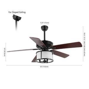 Safavieh KRISTOS, Modern 3-Light Ceiling Fan, 52" Black Iron Housing with Warm Cherry/Walnut Blades CLF1024A