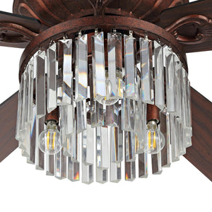 Safavieh LAURILA, 52" Ceiling Fan with 3-Lights, Rustic Iron Finish & Dark Walnut Blades for Stylish Airflow CLF1025A