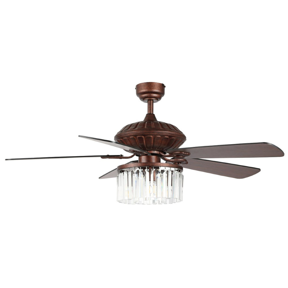 Safavieh LAURILA, 52" Ceiling Fan with 3-Lights, Rustic Iron Finish & Dark Walnut Blades for Stylish Airflow CLF1025A