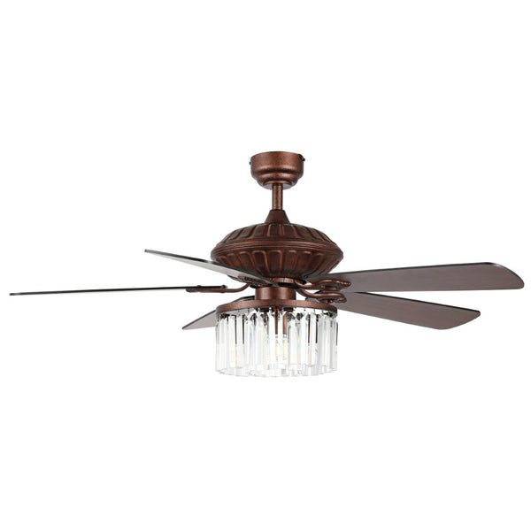 Safavieh LAURILA, 52" Ceiling Fan with 3-Lights, Rustic Iron Finish & Dark Walnut Blades for Stylish Airflow CLF1025A