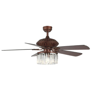 Safavieh LAURILA, 52" Ceiling Fan with 3-Lights, Rustic Iron Finish & Dark Walnut Blades for Stylish Airflow CLF1025A