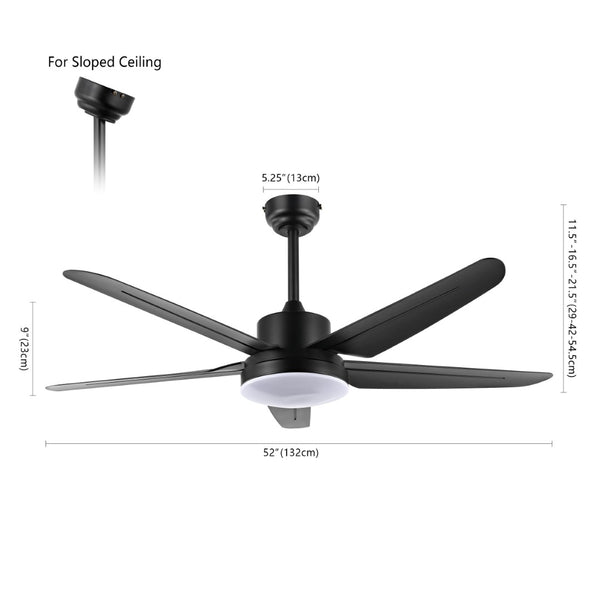 Safavieh MELESA, 52-Inch Black Iron Ceiling Fan with Integrated LED Light for Stylish Indoor Spaces CLF1027A