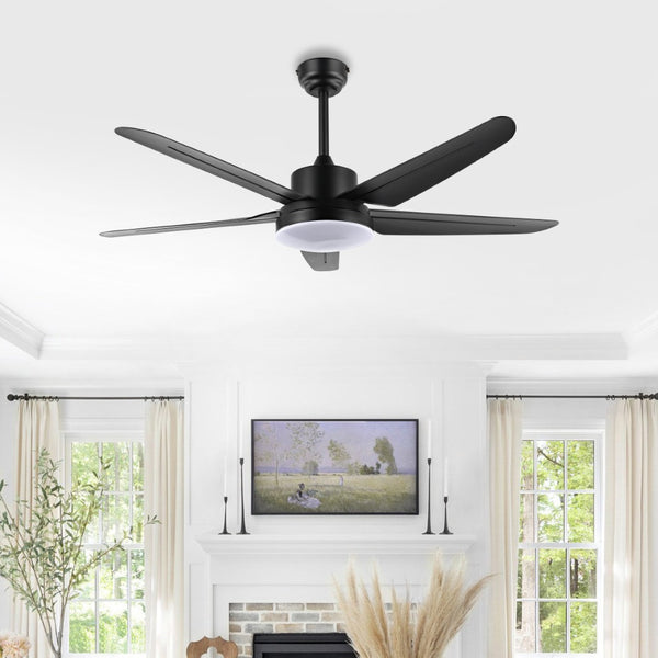 Safavieh MELESA, 52-Inch Black Iron Ceiling Fan with Integrated LED Light for Stylish Indoor Spaces CLF1027A