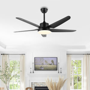 Safavieh MELESA, 52-Inch Black Iron Ceiling Fan with Integrated LED Light for Stylish Indoor Spaces CLF1027A