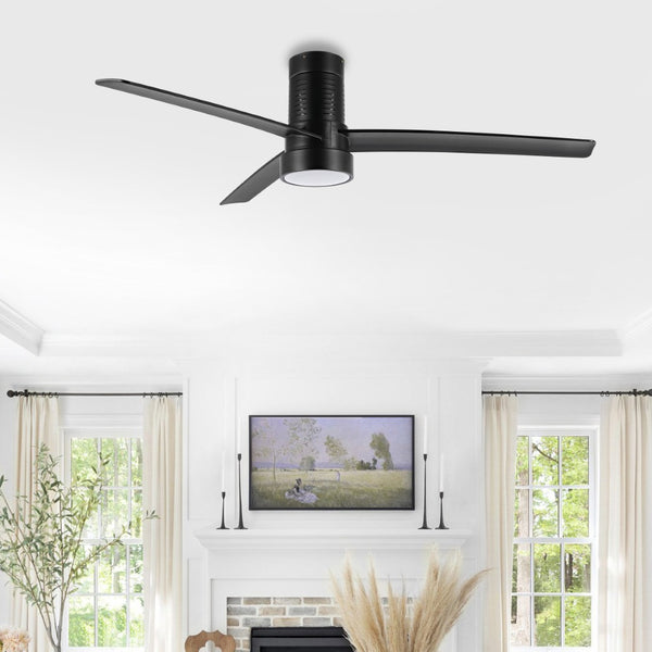 Safavieh DYLAS, 52-Inch Black Iron Ceiling Fan with LED Light, Modern Design for Comfort & Style in Any Room CLF1028A