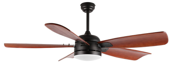 Safavieh DURDEN, 57-Inch LED Ceiling Fan with Black Iron and Brown Wood Blades for Modern Home Elegance CLF1029A