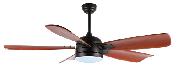 Safavieh DURDEN, 57-Inch LED Ceiling Fan with Black Iron and Brown Wood Blades for Modern Home Elegance CLF1029A
