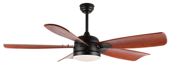 Safavieh DURDEN, 57-Inch LED Ceiling Fan with Black Iron and Brown Wood Blades for Modern Home Elegance CLF1029A