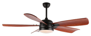 Safavieh DURDEN, 57-Inch LED Ceiling Fan with Black Iron and Brown Wood Blades for Modern Home Elegance CLF1029A