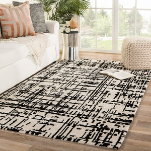 Jaipur Living Clayton Pals Cln15 Tufted Handmade 60% Wool 40% Viscose Geometric/Abstract Abstract Indoor Rug Cream, Black 60% Wool 40% Viscose, 100% Cotton Rug143931
