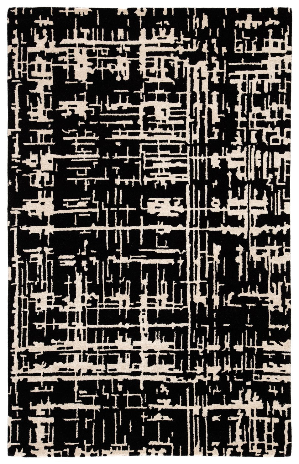 Jaipur Living Clayton Pals Cln16 Tufted Handmade 80% Wool 20% Viscose Geometric/Abstract Abstract Indoor Rug Black, Cream 80% Wool 20% Viscose, 100% Cotton Rug143935