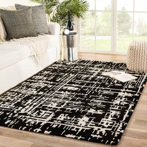Jaipur Living Clayton Pals Cln16 Tufted Handmade 80% Wool 20% Viscose Geometric/Abstract Abstract Indoor Rug Black, Cream 80% Wool 20% Viscose, 100% Cotton Rug143935